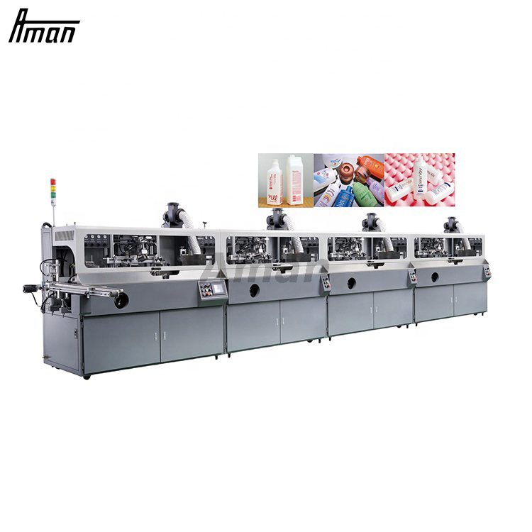 Impresora de pantalla UV de botella ovalada automática con tratamiento de llama y sistema de curado UV